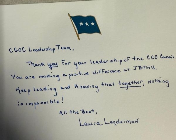 Thank you note from Lieutenant General Lenderman.